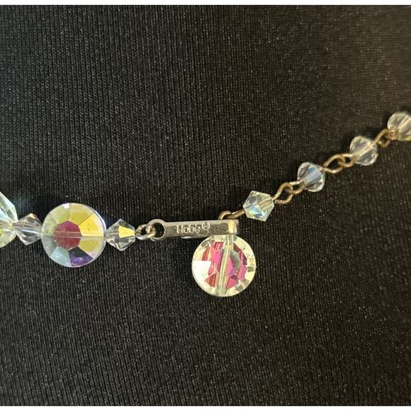 Vintage Hobe Crystal Bead Necklace Silver Tone Aurora Borealis 19" - Picture 3 of 4